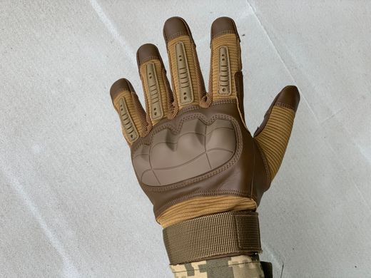 Штурмовые тактические перчатки Exploring (эко-кожа) Высокое качество L, цвет песок