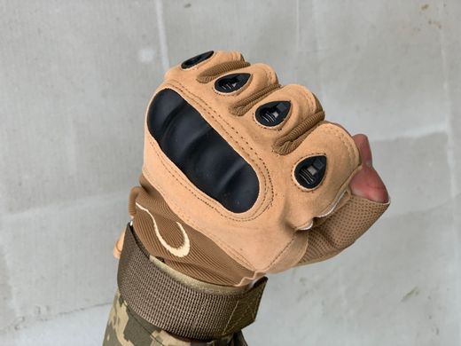 Тактические беспалые перчатки ( военные, армейские, защитные, ЗСУ ) песочного цвета, размер L