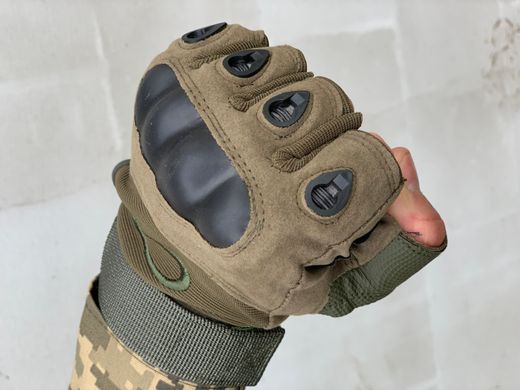 Тактические беспалые перчатки ( военные, армейские, защитные, ЗСУ ) зеленого цвета, размер M