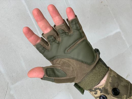 Тактические беспалые перчатки ( военные, армейские, защитные, ЗСУ ) зеленого цвета, размер XL
