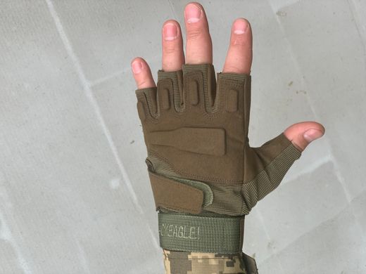 Перчатки тактические военные без пальцев M , цвет зеленый