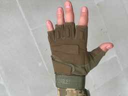 Перчатки тактические военные без пальцев L , цвет зеленый