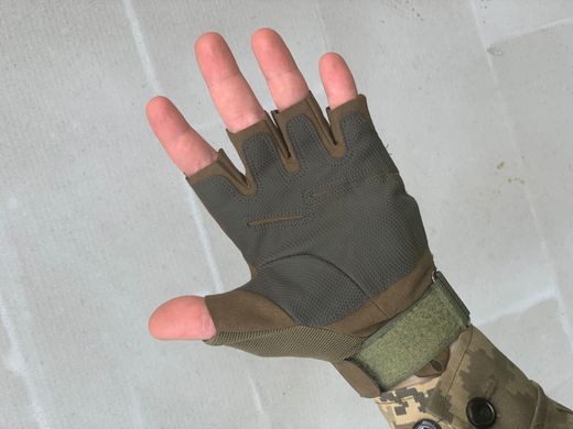 Перчатки тактические военные без пальцев L , цвет зеленый