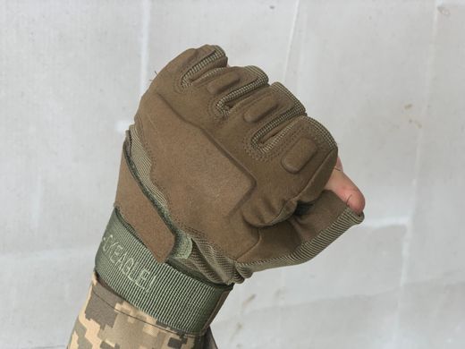 Перчатки тактические военные без пальцев X L, цвет зеленый