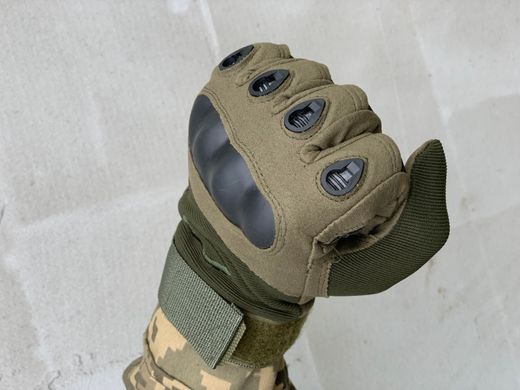Тактические перчатки ( военные, армейские, защитные, ЗСУ ) зеленого цвета, размер M
